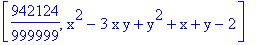 [942124/999999, x^2-3*x*y+y^2+x+y-2]